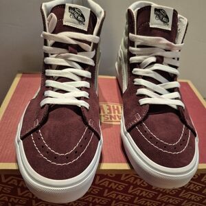 Vans Men's High-Top Sneakers - Burgundy and Cream
